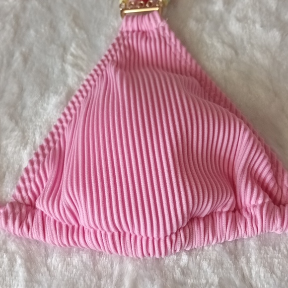 Romantic Casual Holiday Solid Color Textured Fabric Decorated Bikini Top Only S - Picture 8 of 10